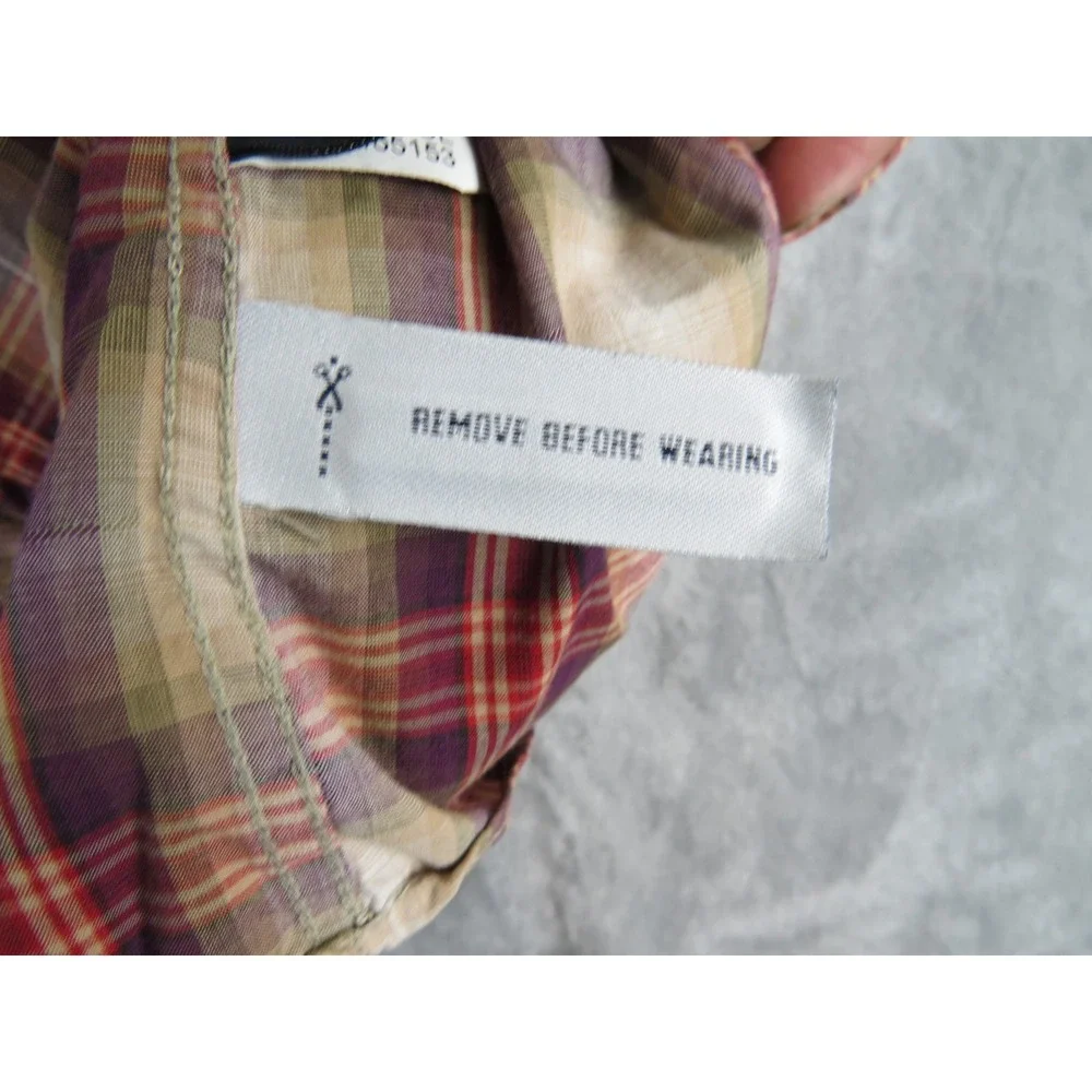 Banana‎ Republic Mens L Plaid Western Snap Shirt Ombre Shadow Plaid Cotton